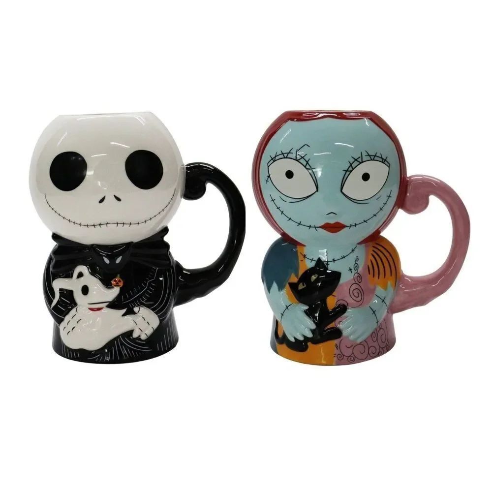Bundle of 2 Disney Nightmare Before Christmas Ceramic Mug 3D Sculpted 16oz